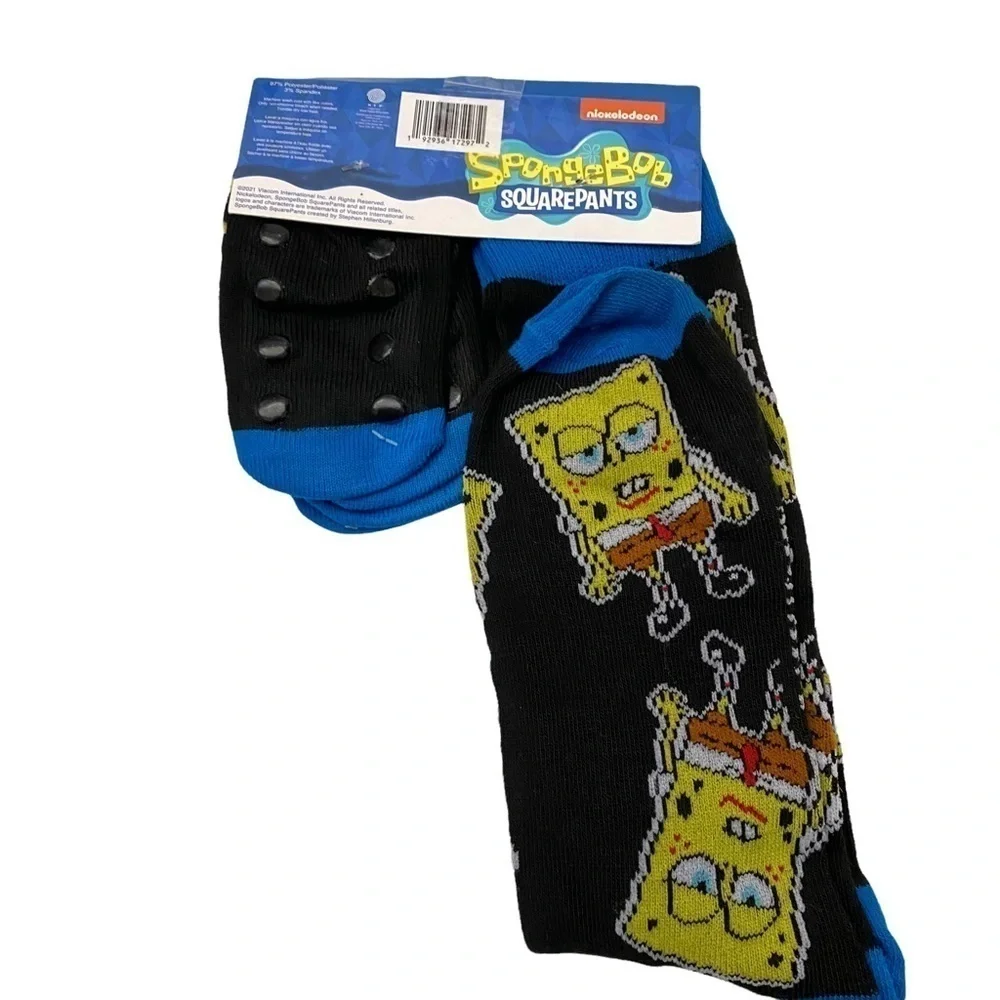 SpongeBob SquarePants Adult Crew Socks & 4 Dog Booties Rubber Grips